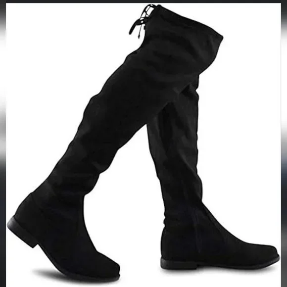 Wild Diva Women's Black Faux Suede Over-the-Knee Boots Size 7