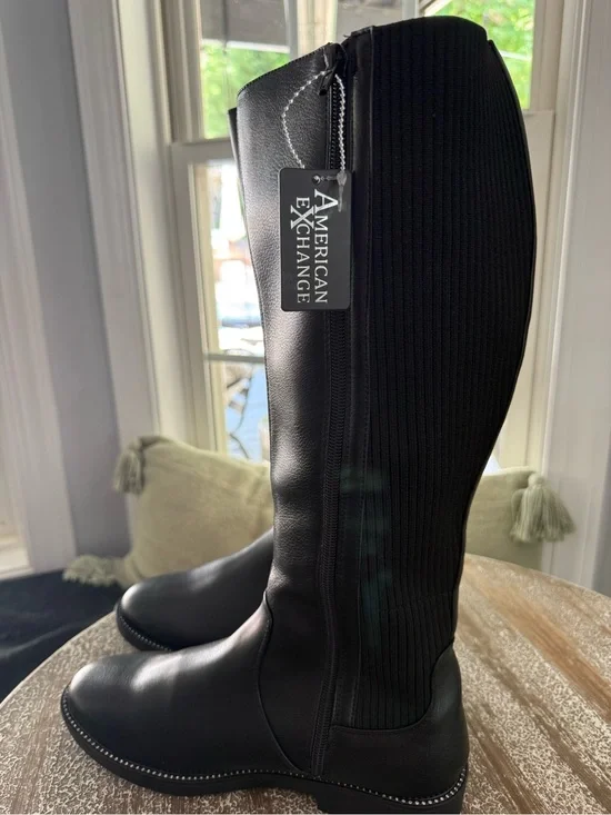 American Exchange Black Stretch Riding Boots