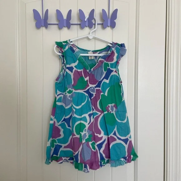 Vintage Old Navy girl’s multicolored abstract blouse with‎ undertank — medium