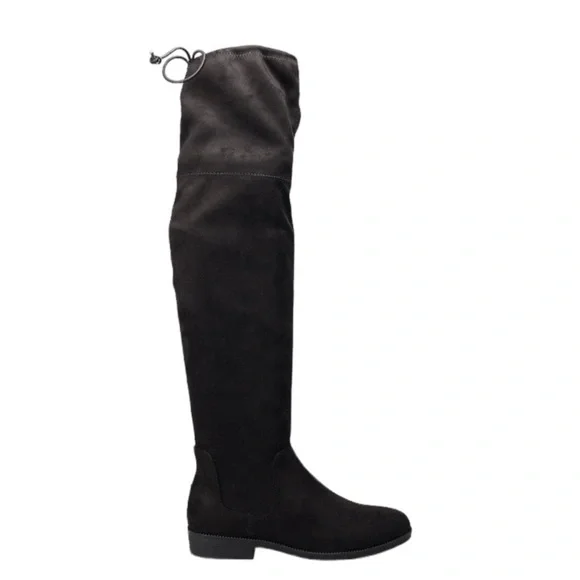 SO® English Muffin Women's Black Thigh-High Boots Tie Up Size 8 Shoes
