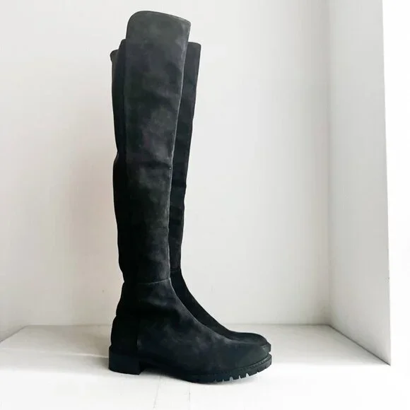 Stuart Weitzman Dark Grey Suede Stretch Back Over the Knee Boots 10.5