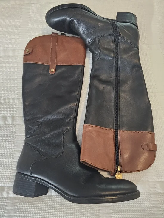 Franco Sarto Black and Brown Two-Tone Over-The-Knee Boots