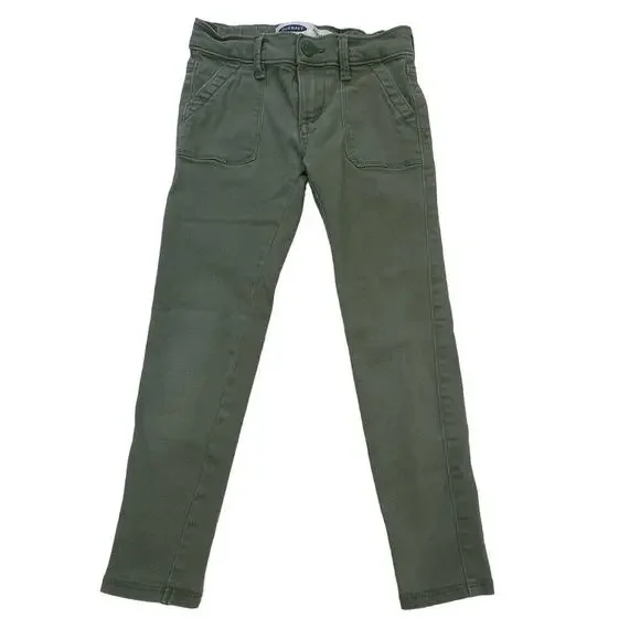 Girls Old Navy Army Green Rock Star Jeans sz 6 adjustable waist tabs