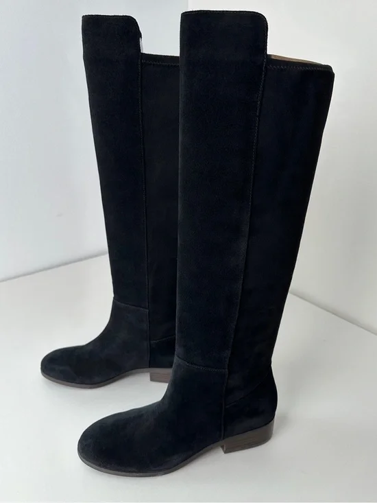 NIB Lucky Brand Calypso Black Suede Over The Knee Boots Women Size 8 M / 39