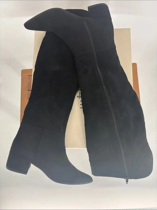 New On 34th GABRIELLAAF Women’s Black Suede Knee-High Boots SIZE 6.5M