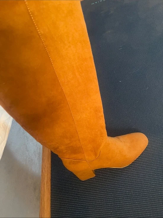 Women's Tall Suede Block Heel Boot - Orange