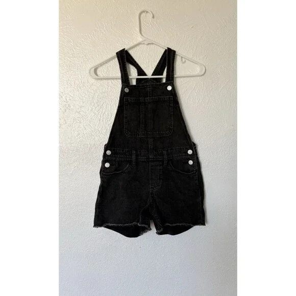 Old Navy Girls Black Denim Shortalls Size 10-12