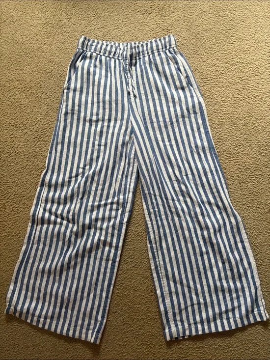 Old Navy Blue & White Striped Wide-Leg Kids Pants