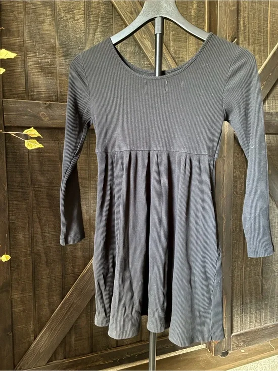 Old Navy Black Ribbed Long Sleeve Dress Top