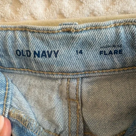 Old Navy High-Rise Flare Distressed Jeans | Girls Size 14