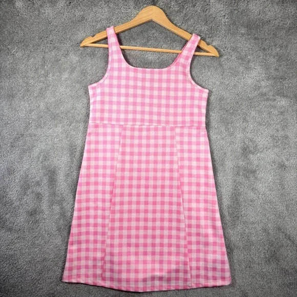 Old Navy Dress Youth Girls‎ XL Pink Gingham Empire Waist Sleeveless Barbiecore