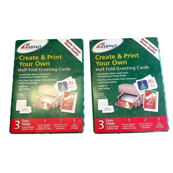 Ampad Create Your Own‎ Half-Fold Greeting Cards w/Envelopes 2 Packages NEW 2001