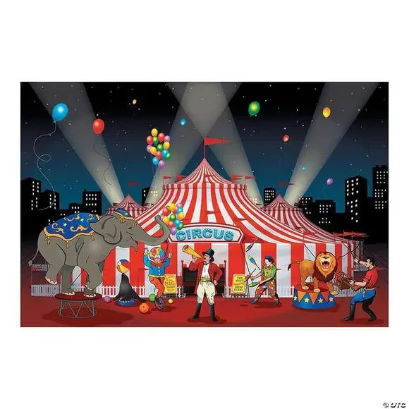 Oriental Trading Circus Big Top Backdrop Banner Set 9FT Long New‎ Sealed