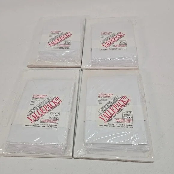 Halcraft USA Valuepack‎ 4 Packages Of 25 Envelopes & Cards White NEW Cardcraft