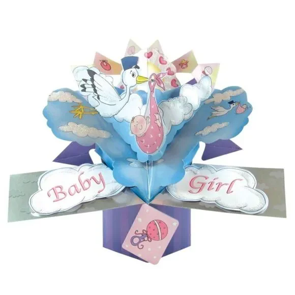 New Baby Girl Pop Up Greeting Card