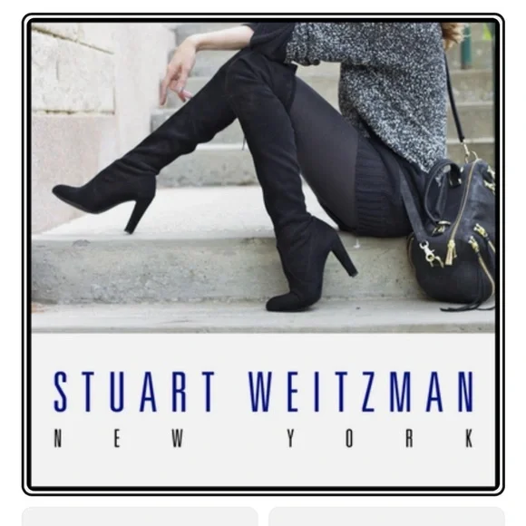 Stuart Weitzman Highland Black Suede Over-the-Knee Boots Women’s Size 8.5
