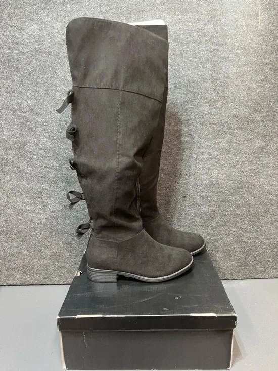 Torrid Bow Back OTK Boot - Faux Suede Black Size 9.5 WW