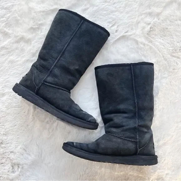 Ugg Kid’s Tall Black Winter Boots Big Girl size 6
