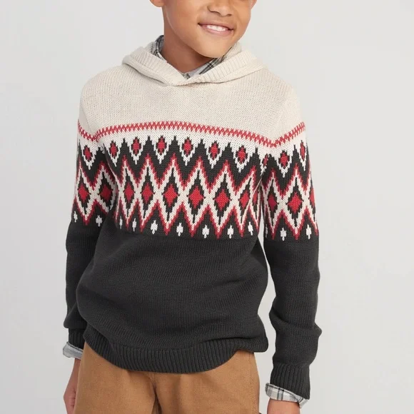 OLD NAVY Cozy‎ Fair Isle Pullover Sweater Hoodie