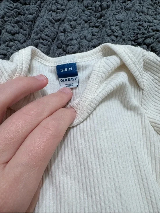 OLD NAVY | Cream Ribbed Long Sleeve Onesie