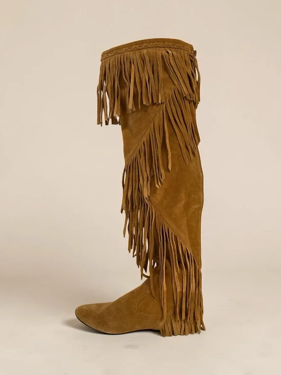 Sam Edelman Tan Suede Fringe Over-the-Knee Boots Fringe NEW Boho