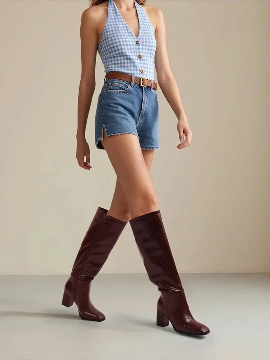 NUMALEO burgundy Brown boots- over the knee