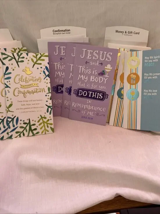 Lot of 11 Christian 1st Communion/Confirmation Money Holder cards, NEW
