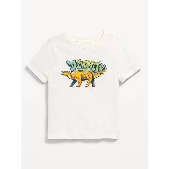 Old Navy Kids Dinosaur 'Dinomite' Graphic Tee‎ Shirt Size 3T Cream NWT