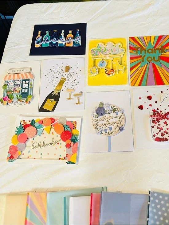 Set of 10 Hand Crafted Cards - Blank Inside