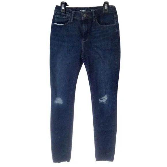 Old Navy Rockstar Jeggings‎ Size 14 Dark Wash High Rise Distressed