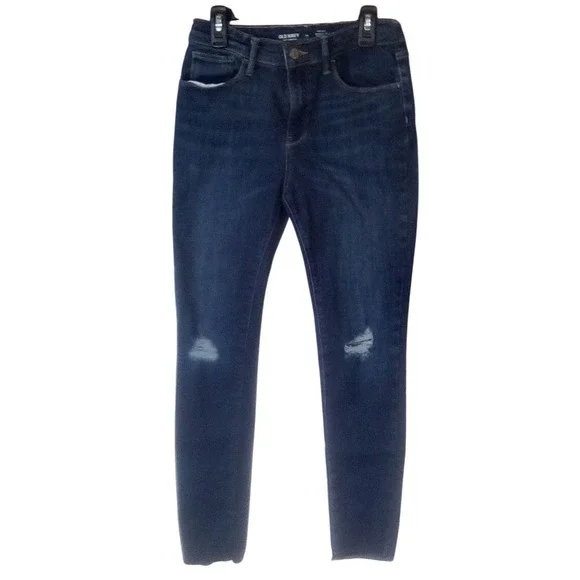 Old Navy Rockstar Jeggings Size 14 Dark Wash High Rise Distressed