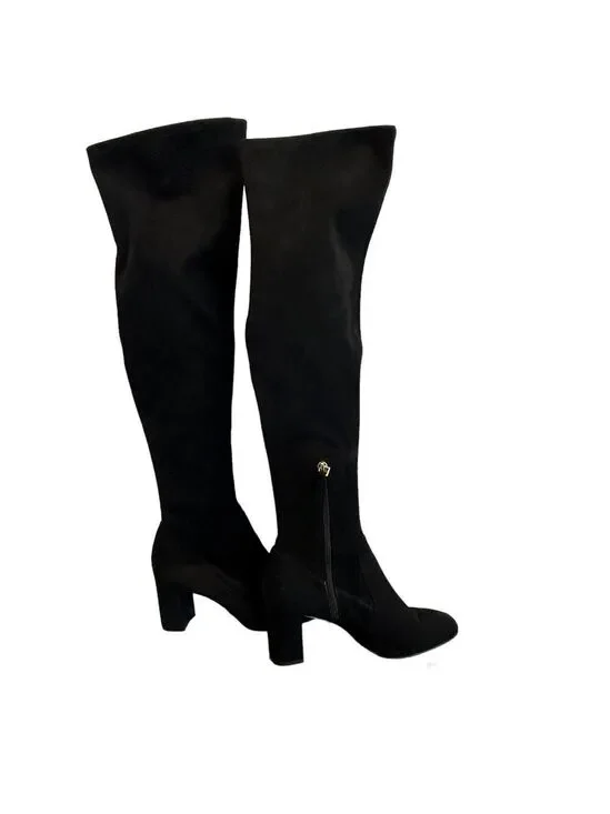 NINE West black faux suede over the knee high heel boots Sz 8.5