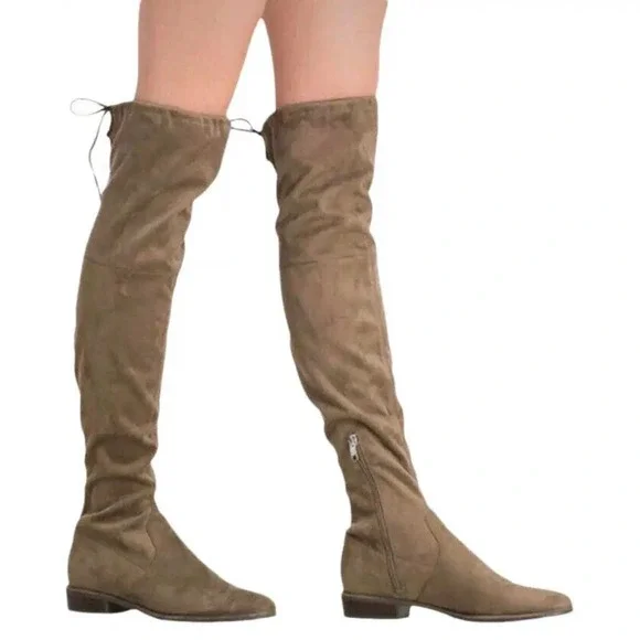 Marc Fisher Over The Knee Boots Taupe Faux Suede OTK Boots‎ Size 7.5