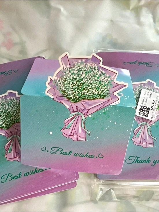 Thank You & Best Wishes Pop-up Greeting Cards, Floral Bouquet Multicolor X20