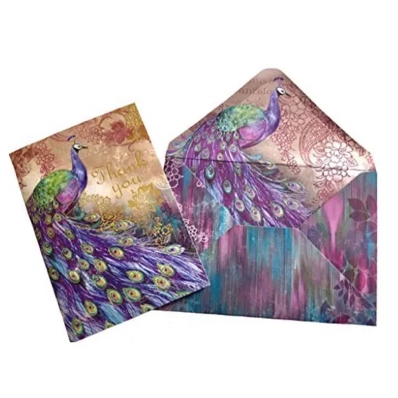 Punch Studio Single (1) Thank You Card + Env: Purple Aiguillerie Peacock (97515)