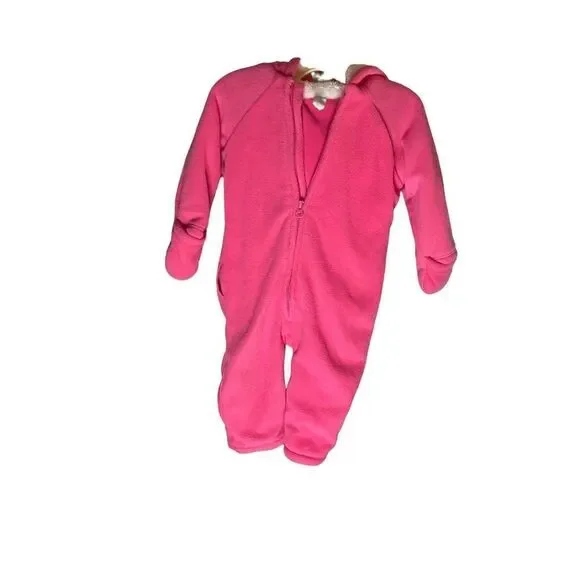 Old Navy baby girl, pink fleece one piece snowsuit 18/24 months
