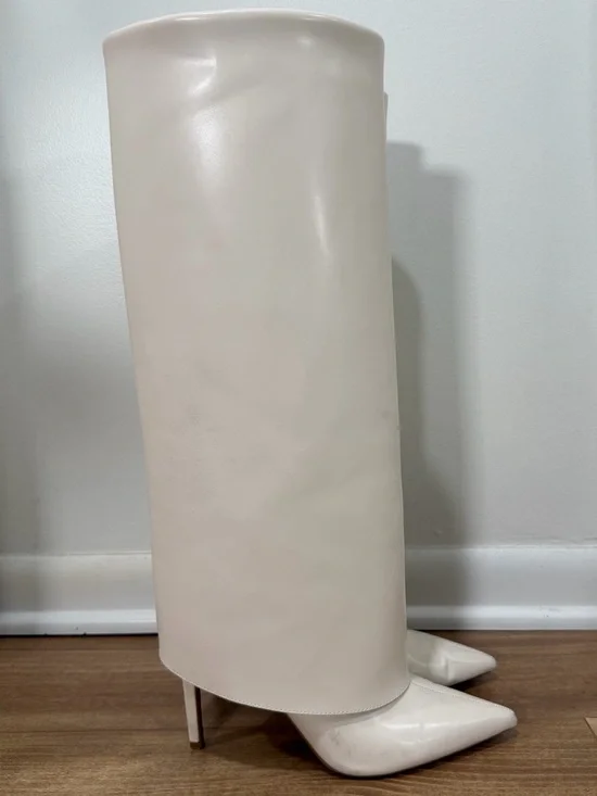 INC International Concepts Skylar Off-White Knee-High Boots | Size 8.5M