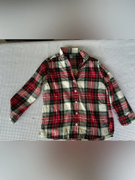 Old Navy Red and Cream Plaid Button-Down Shirt for Kids