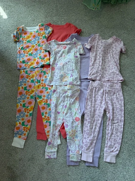 Old Navy Girls 3-Pack Pajama Sets - Coral, Lavender & Floral