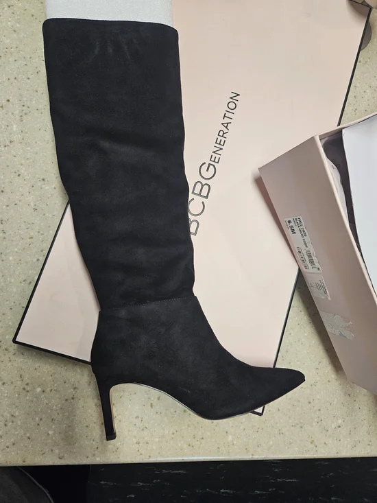 BCBGeneration Black Knee-High Pointed Toe Stiletto Boots