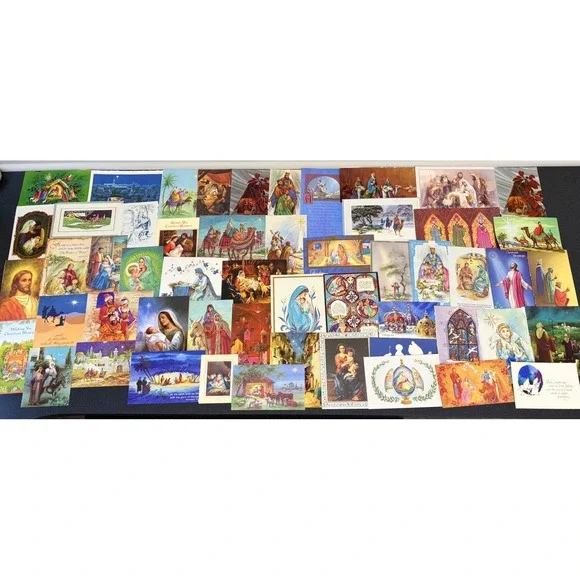 Vintage Christmas Cards Fronts ONLY Nativity Scrapbooking Crafts Lot of 50+