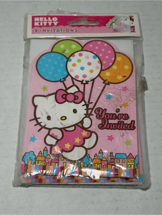 2010 NEW SEALED Sanrio Hello Kitty Balloons Birthday Invitations