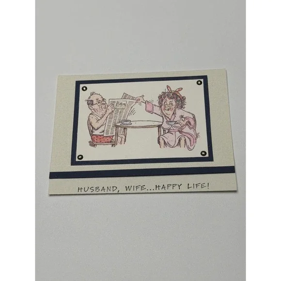 Art by Lori Handmade Greeting Card Husband Wife Happy‎ Life Funny Anniversary