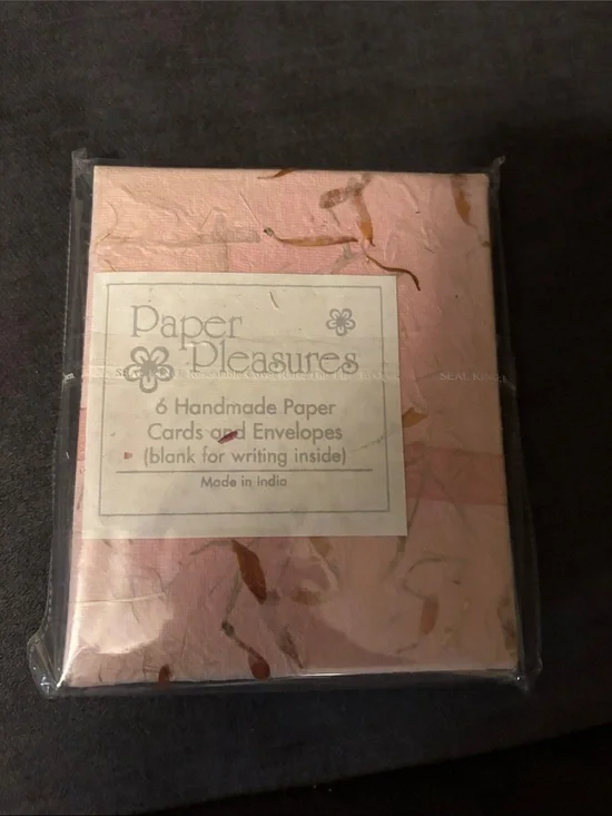 Pink Handmade Paper Cards & Envelopes - Pack of 6