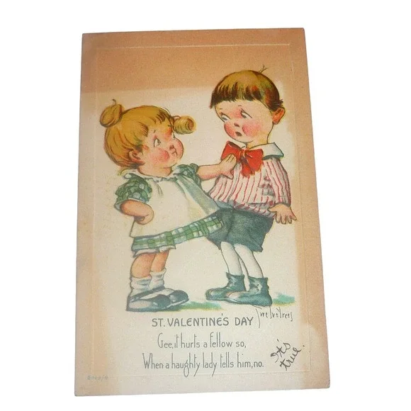 Vintage Twelvetrees St Valentines Day Postcard Antique Embossed Kids Humor 1900s
