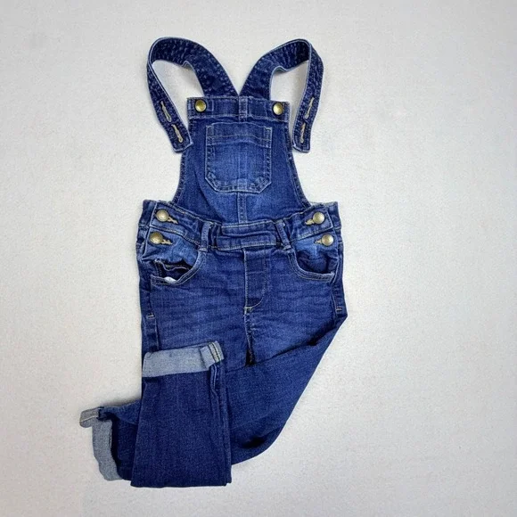 Old Navy Toddler Boys Girls Denim Overalls Dark Wash Blue Jeans‎ 3T Dungarees