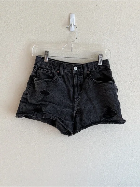 Old Navy Black Distressed High-Waist Denim Shorts