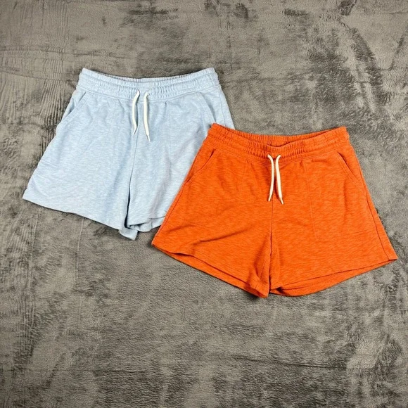 Old Navy Girls XL 14-16 Sweat Shorts Lot of 2 Blue Orange French Terry Cozy