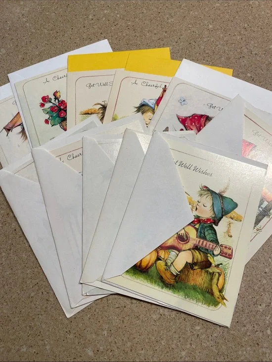 Vintage Assorted Get Well Greeting Cards - White with Yellow Accents