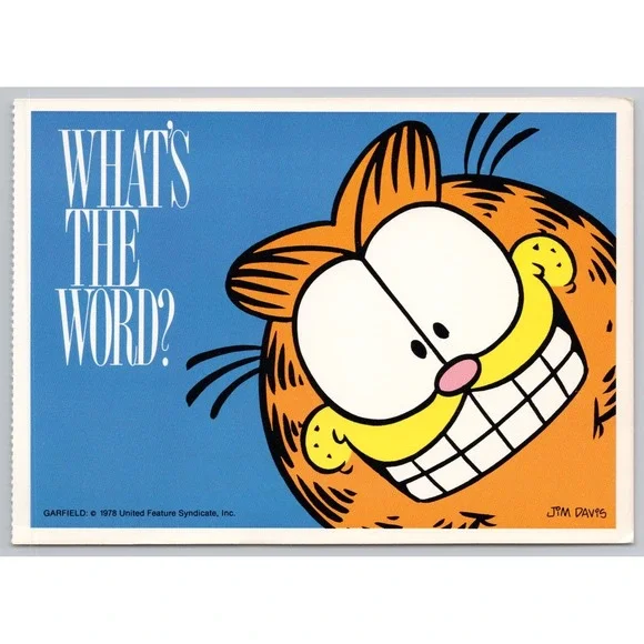 Vintage Garfield Cat Postcard Jim Davis 1978 Whats the Word Ballantine Books B1